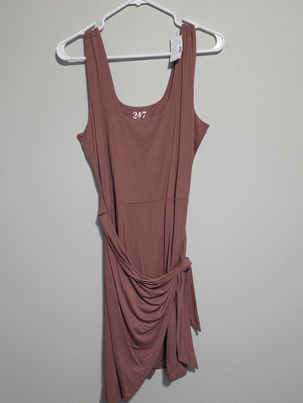 47 Draped Side-Knot Mini Dress in Mauve